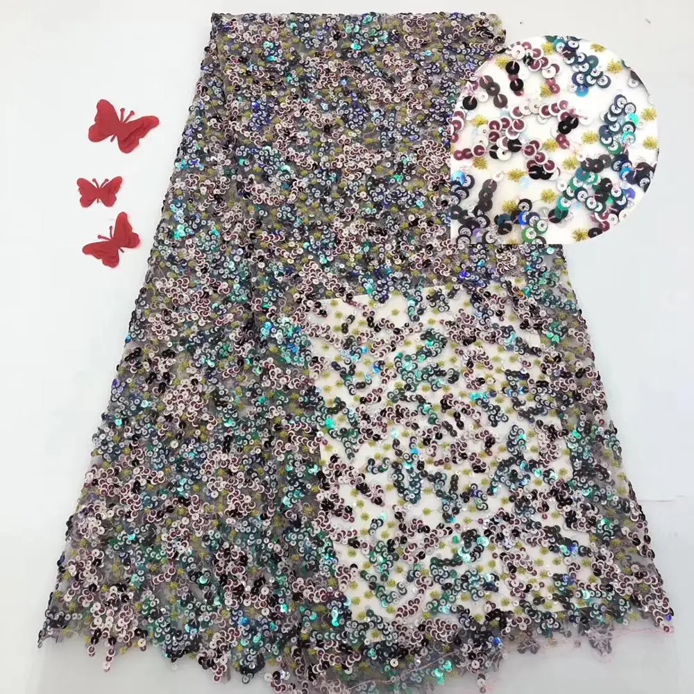 

African lace fabric with Sequins latest African Laces 2019 High Quality Guipure Lace Nigerian Lace Fabrics For Dress TS8648