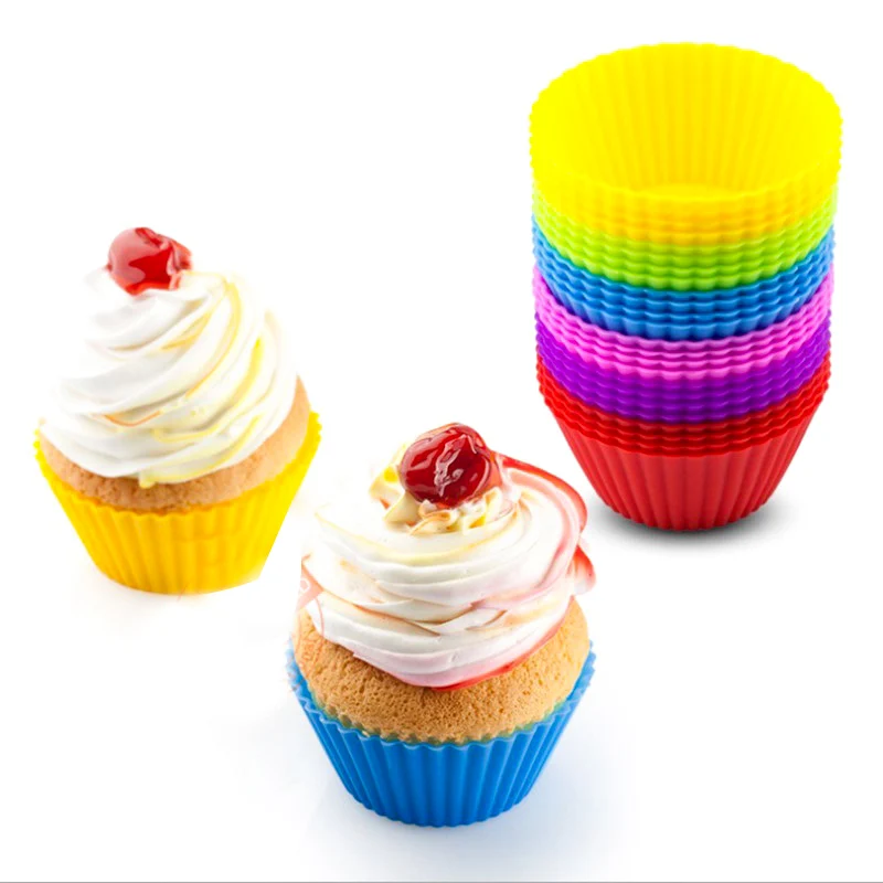 

New 12 Pcs Silicone Cake Cupcake Mould Bakeware Muffin Cup Baking Molds Kitchen Cooking Maker DIY Dessert Tools