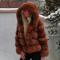 fursarcar 2021 new fashion natural real fox fur coat women short winter jacket with big fur hood warm genuine real fur coats