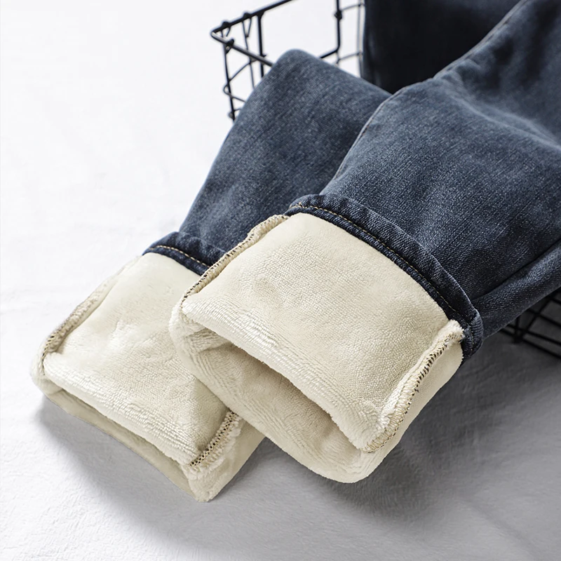 

Women Winter Thicken Pencil Pants 2020 Slim Solid Jeans High Waist Fleeces Denim Trousers Plus Size Skinny Warm Jean Pant P9560