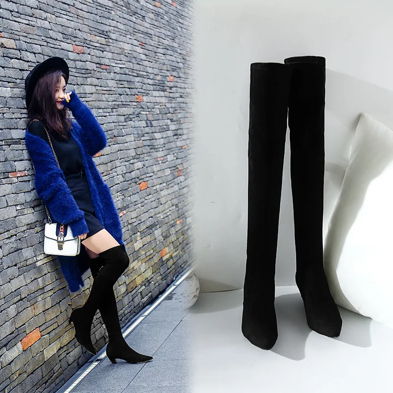 Thigh Boot Children Autumn and Winter 2020 New Boots over-the-Knee Cat Stretch Women's Genuine Leather Boots High Leg Boot