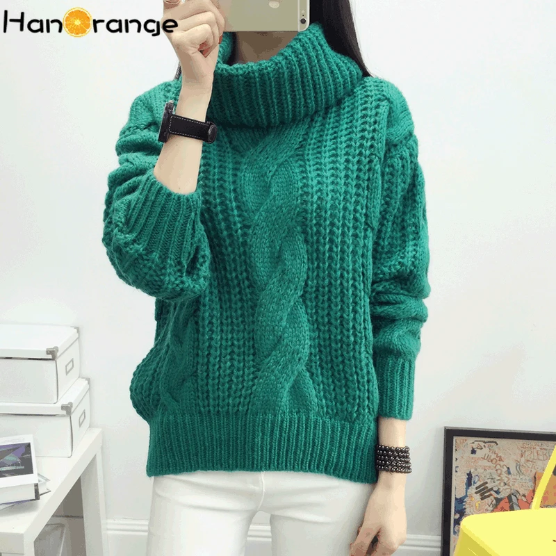 HanOrange/толстый свитер с высоким воротом Женский вязаный Осень-зима 2021 теплый