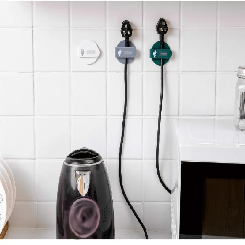 3pcs Creative Storage Holders Racks Power Plug Wall Holder Self Adhesive Hanger Socket Kitchen Appliance Wire Cord Stick Hook | Дом и сад