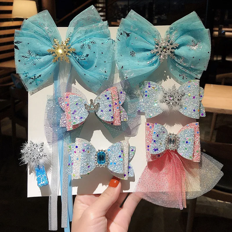 Новинка резинка для волос Рождественская Снежинка Кристальные банты детская