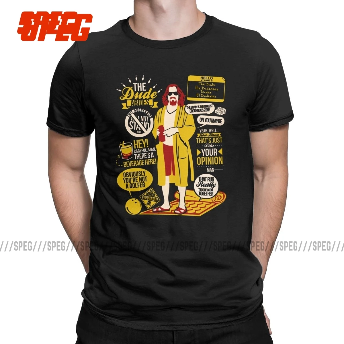 Мужские футболки с надписью The Dude большие Lebowski одежда из чистого хлопка