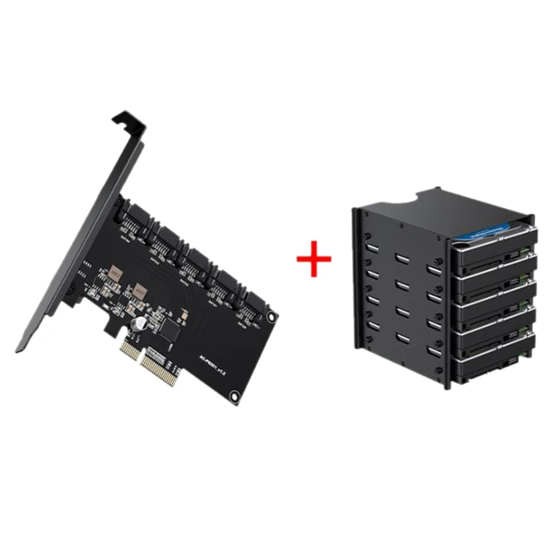 

Переходная карта Sata Pcie на Sata3.0, Расширительная карта, адаптер с 5 портами Sata, хаб с 5 дисками, корпус для хранения жестких дисков Pci Ex4/X8/X16