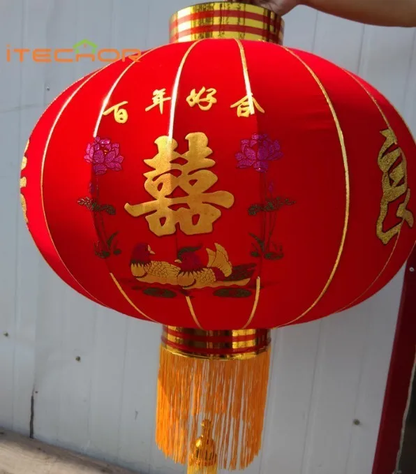 Новый горячий красный Флокированный тканевый фонарь Открытый год Китайский