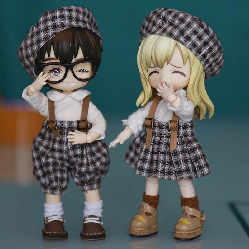 Кукла bjd ob11 Одежда для кукол ретро клетчатая одежда 1/12 molly детская шляпа юбка