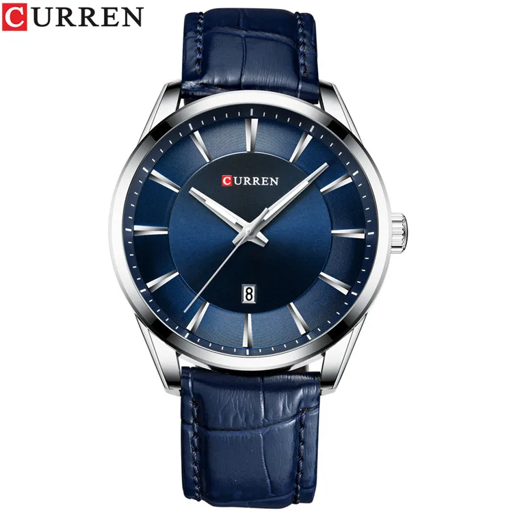 Silver blue CURREN Мужские s часы лучший бренд Модные Бизнес Роскошные Кварцевые водонепроницаемые мужские часы спортивные мужские наручные часы Relogio Masculino - Цвет: Silver blue