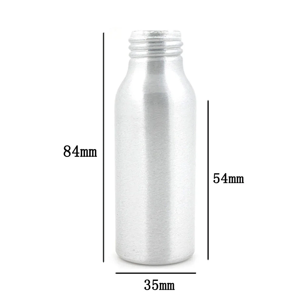 Серебристая металлическая бутылка 50 мл с белым/черным пусковым распылителем