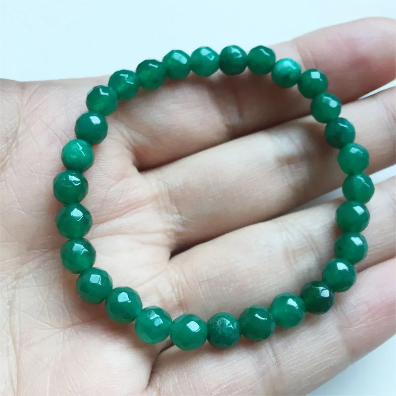 6 мм граненый Сапфир Изумрудный Рубин нефритовый браслет винтажные ювелирные