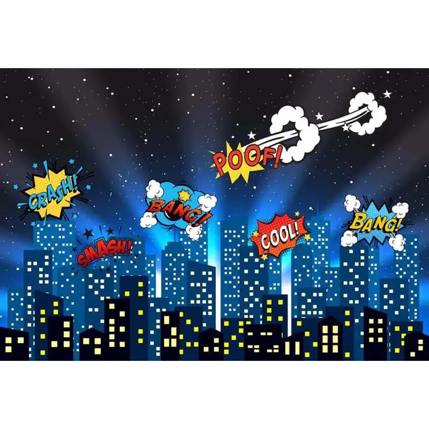 

Superhero City Building Super Hero Baby Shower Birthday Party Backdrop Vinyl Photography Background For Photo Studio Photophone