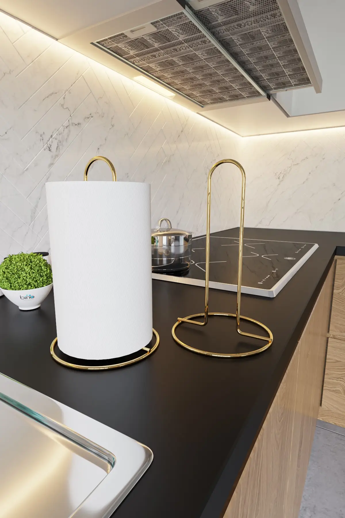 

Gold Gold Plated Full Stainless Steel Towel Napkin Holder, Metal Havluluk