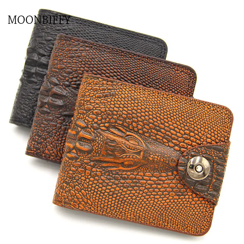 

Mens Wallet Leather Genuine Short Purse Billetera Hombre Men Wallets Vintage Style Cartera Hombre Crocodile