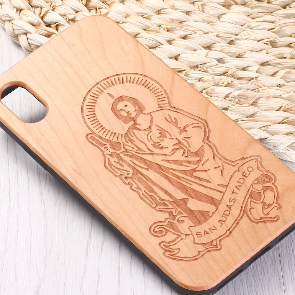San Judas Tadeo гравированный чехол для телефона из натурального дерева iPhone12 6 6S 6Plus 7 7Plus