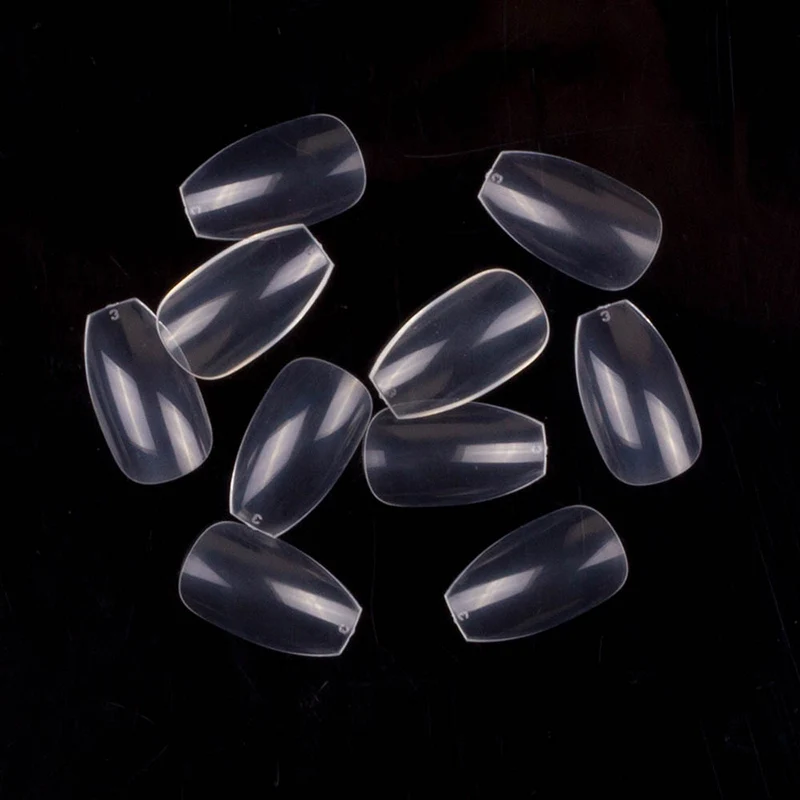 Transparent 500Pcs/Bag Short Coffin Nails Full Cover Ballerina Fake Nails Art Square Ballet Shape False Nail Art Tips DIY Fingernails - Цвет: Transparent