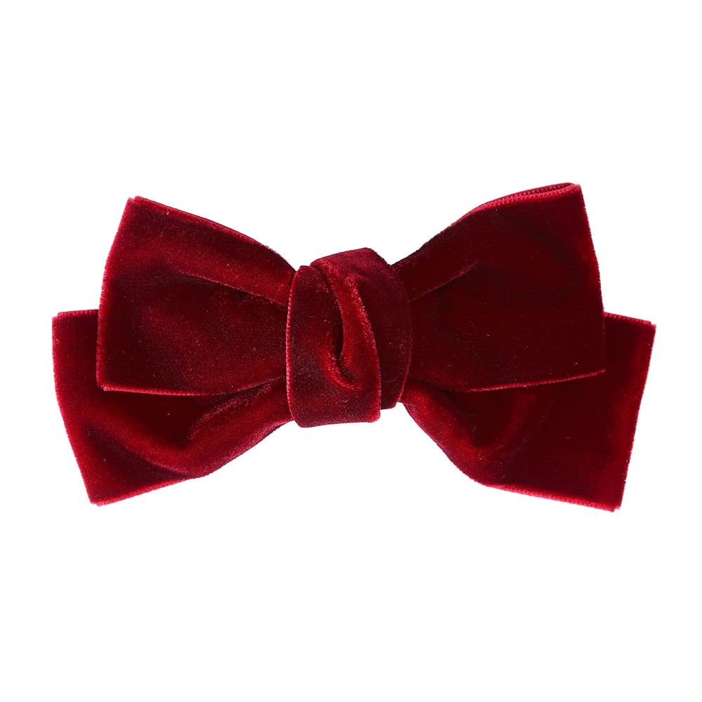 bow- wine red Haimeikang модные жемчужины, горный хрусталь для волос, зажим для женщин, Завязывающийся бант, бархатная Шпилька, головной убор, сплошной цвет, блестящие аксессуары для волос - Цвет: bow- wine red