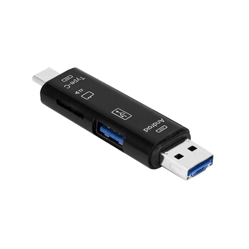 Черный Высокоскоростной Многофункциональный 3 в 1 тип-c микрон USB OTG кардридер с TF кардридером для huawei Mate9 Meizu Xiaomi - Цвет: Черный