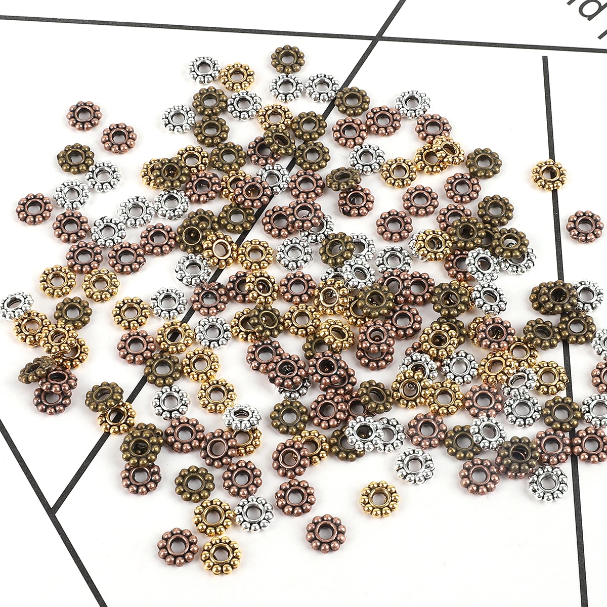 Круглые бусины стразы из цинкового сплава 50 шт. 6 х2 мм фурнитура для изготовления