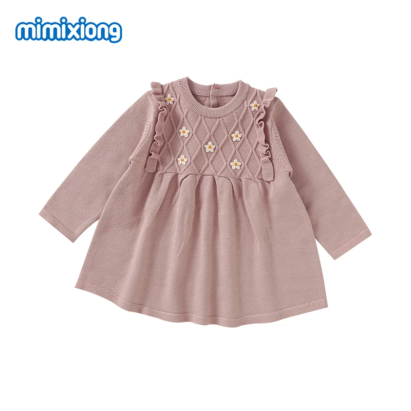 

Baby Sweaters Dress Autumn Winter Warm Knitted Newborn Infant Girls Princess Dresses Long Sleeve A-Line Pleated Toddlder Clothes
