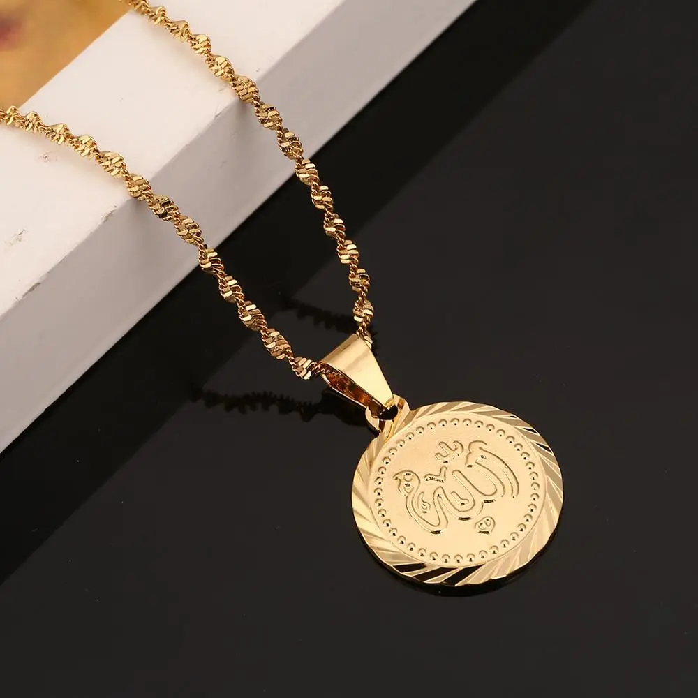 Модное ожерелье с круглым кулоном в виде Аллаха|Ожерелья подвеской| |