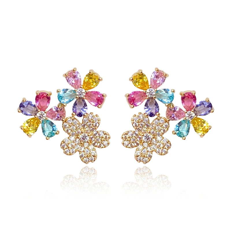 

Colorful Tassel Flower Earring Crystal Zircon Exquisite Small For Women Daisy Jewelry Girl Gift Fashion Simple Luxury Brand