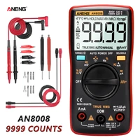 aneng an8008 9999 counts digital professional acdc voltage current multimeter transistor ohm auto electrical true rms tester