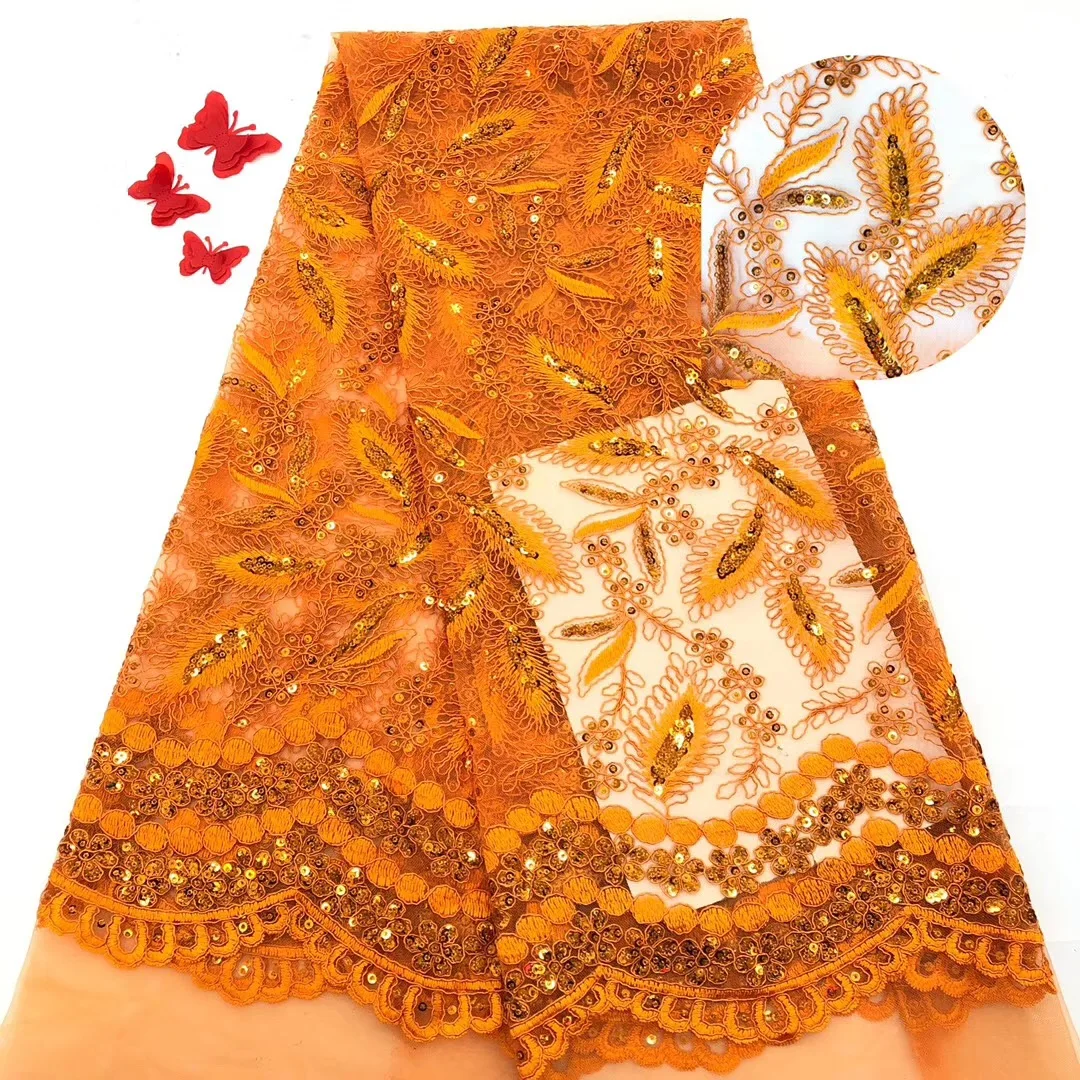 

High Quality Milk Silk Lace Peach Color African Lace Fabric With Stones African French Wedding Lace Fabric For 5Yards