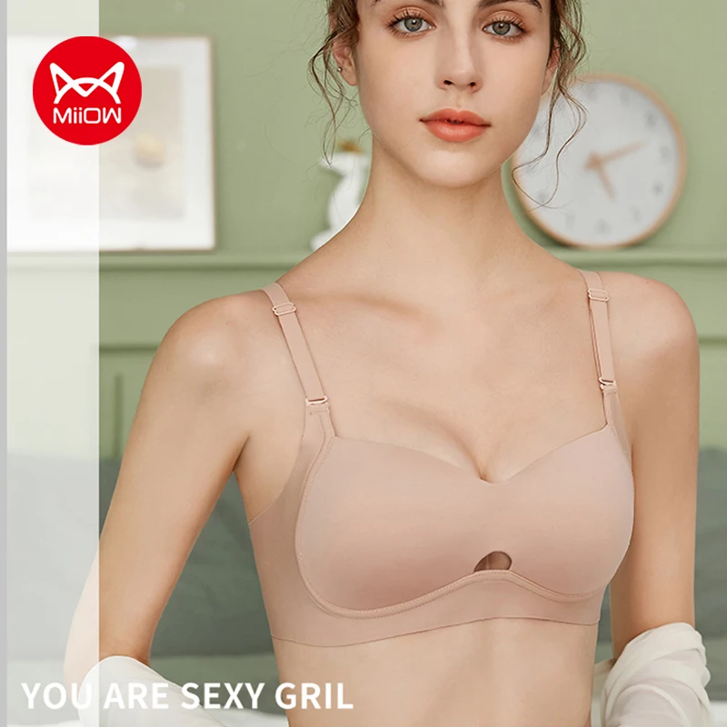 

Дышащая чашка Miiow, удобный и бесшовный сексуальный U-образный красивый бюстгальтер на спине, съемные плечевые лямки, женское нижнее белье