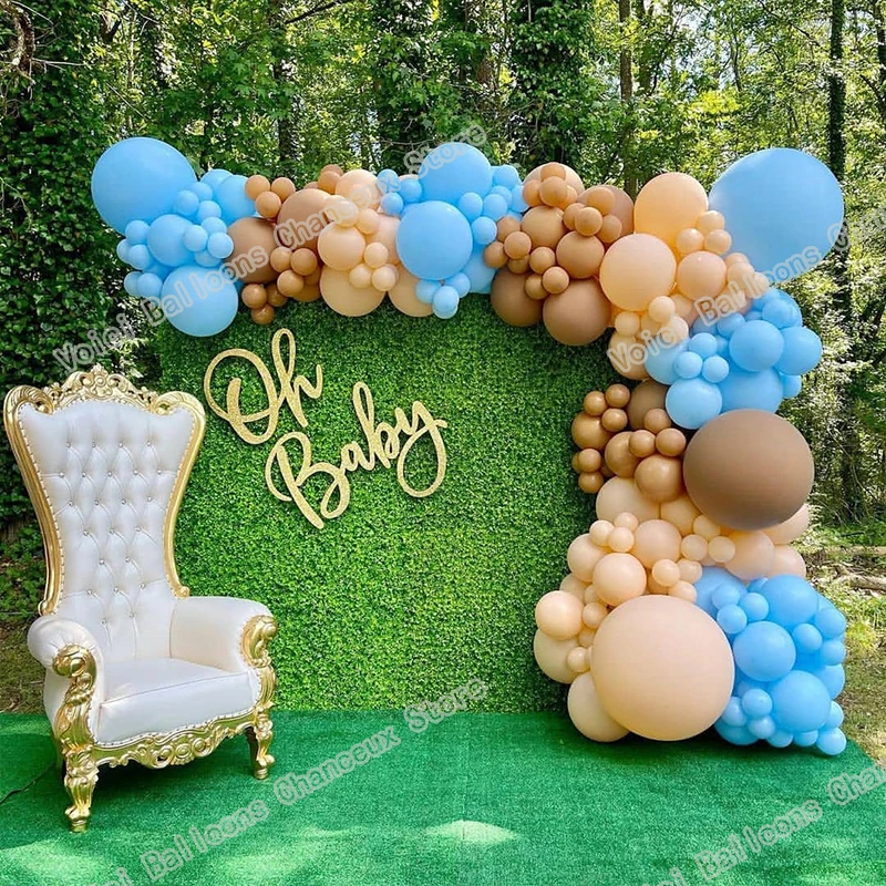 

189pcs Coffee Balloon Garland Baby Shower Decorations Cream Peach Blue Pastel Balloon Arch 1st Birthday Party Decor Supplies Kit