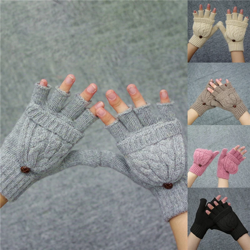 

New Ladies Clamshell Gloves Fashion Twist Clamshell Dual-use Warm Gloves High-quality Half-finger Female Gloves For Female
