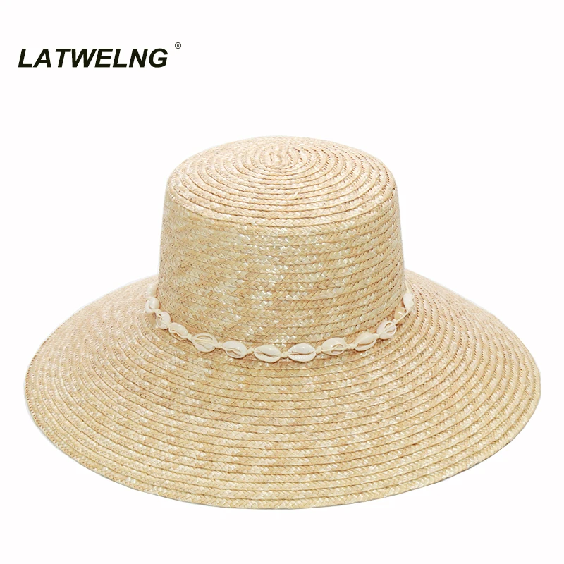 Шляпа женская Соломенная с УФ защитой модный головной убор из ракушек