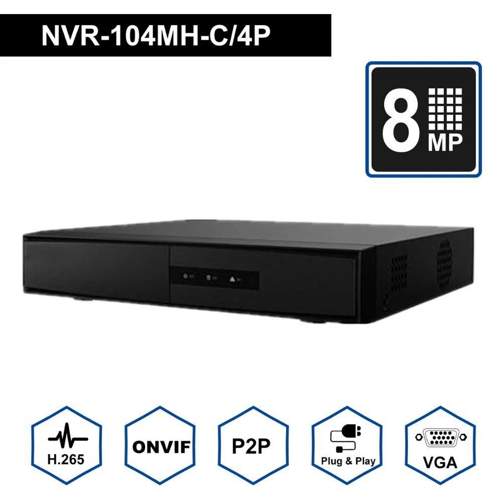 Система видеонаблюдения 4/8ch Onvif NVR-104MH-C/4 P &amp NVR-108MH-C/8 Hikvision Plug Play 4/8 Channel 4K PoE NVR 1 SATA VCA