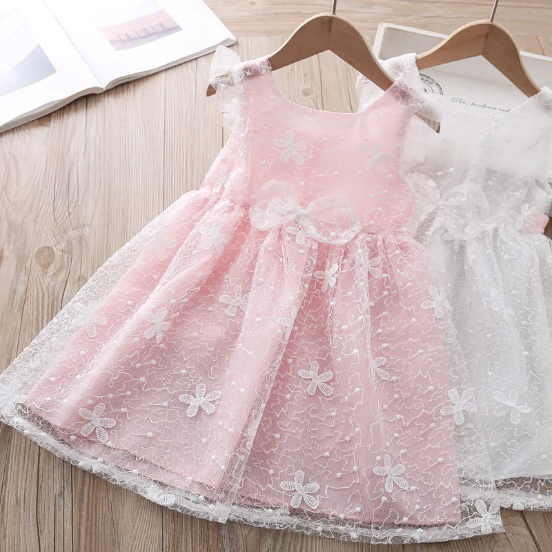 Одежда для младенцев новое летнее платье маленьких девочек белые кружевные