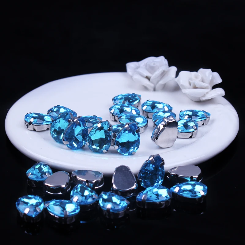 Стразы в виде синих капель воды для шитья свадебных платьев украшение сделай сам