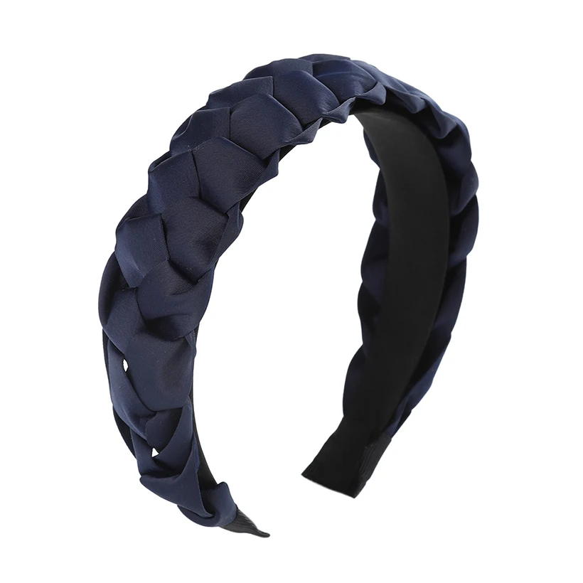 navy blue LEVAO, новинка, ручная работа, скрученное оголовье в клеточку, женский элегантный ободок, тюрбан, женские повязки для волос, аксессуары для волос, обруч для волос, головной убор - Цвет: navy blue