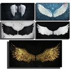 Плакат на холсте с крыльями ангела в стиле ретро, настенная роспись для современного домашнего декора комнаты, черно-белый и золотой плакат