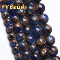 natural dark blue cloisonne stone beads round loose charm beads for jewelry making diy bracelets women necklaces 4 6 8 10 12mm