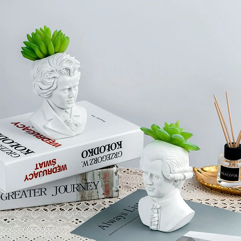 16 см смолы Mozart Бетховен David цветочный горшок в европейском стиле знаменитости