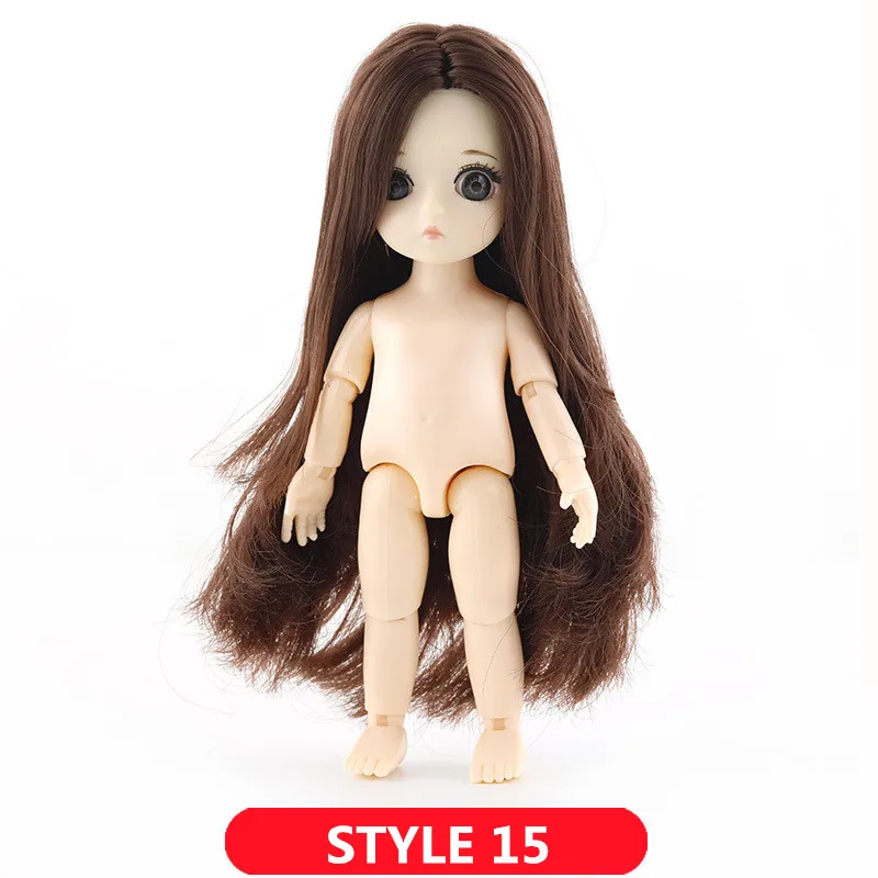 STYLE 15 1/12 BJD куклы 13 суставов DIY милые куклы принцессы 16 см 3D глаза ручной работы оригинальные куклы для девочек игрушки для детей подарки на день рождения - Цвет: STYLE 15