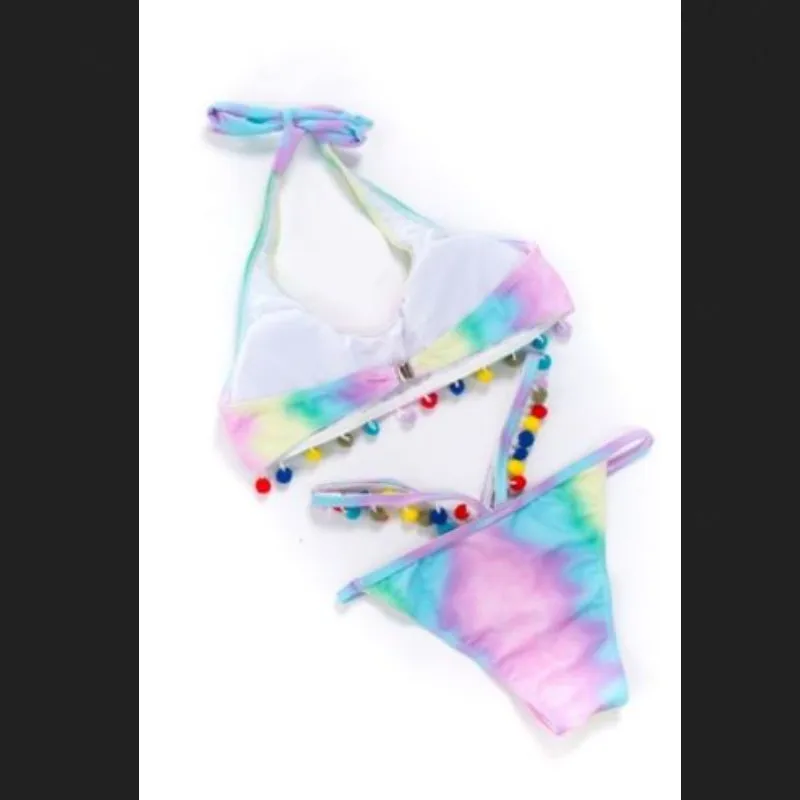 Пикантные Для женщин кисточкой рюшами бикини с эффектом пуш-ап Цветочный принт