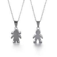stainless steel boy girl kids pendant necklace women child birthday silver gold color choker necklace family jewelry