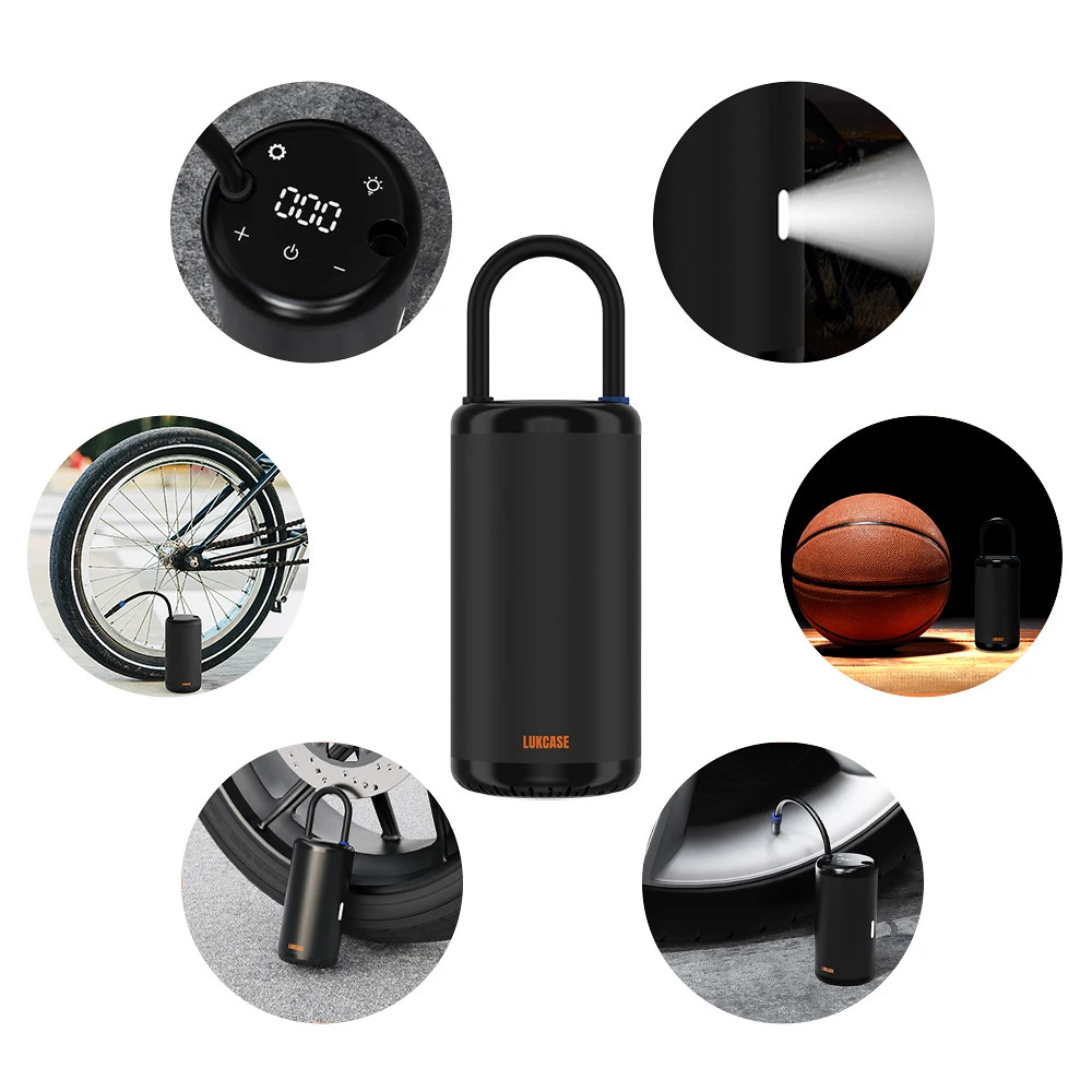 Lukcase 150PSI велосипед воздушный насос для шин 2600 мА/ч, Портативный автомобиля электрические авто компрессор для катания на мотоцикле насос подкачки - изображение