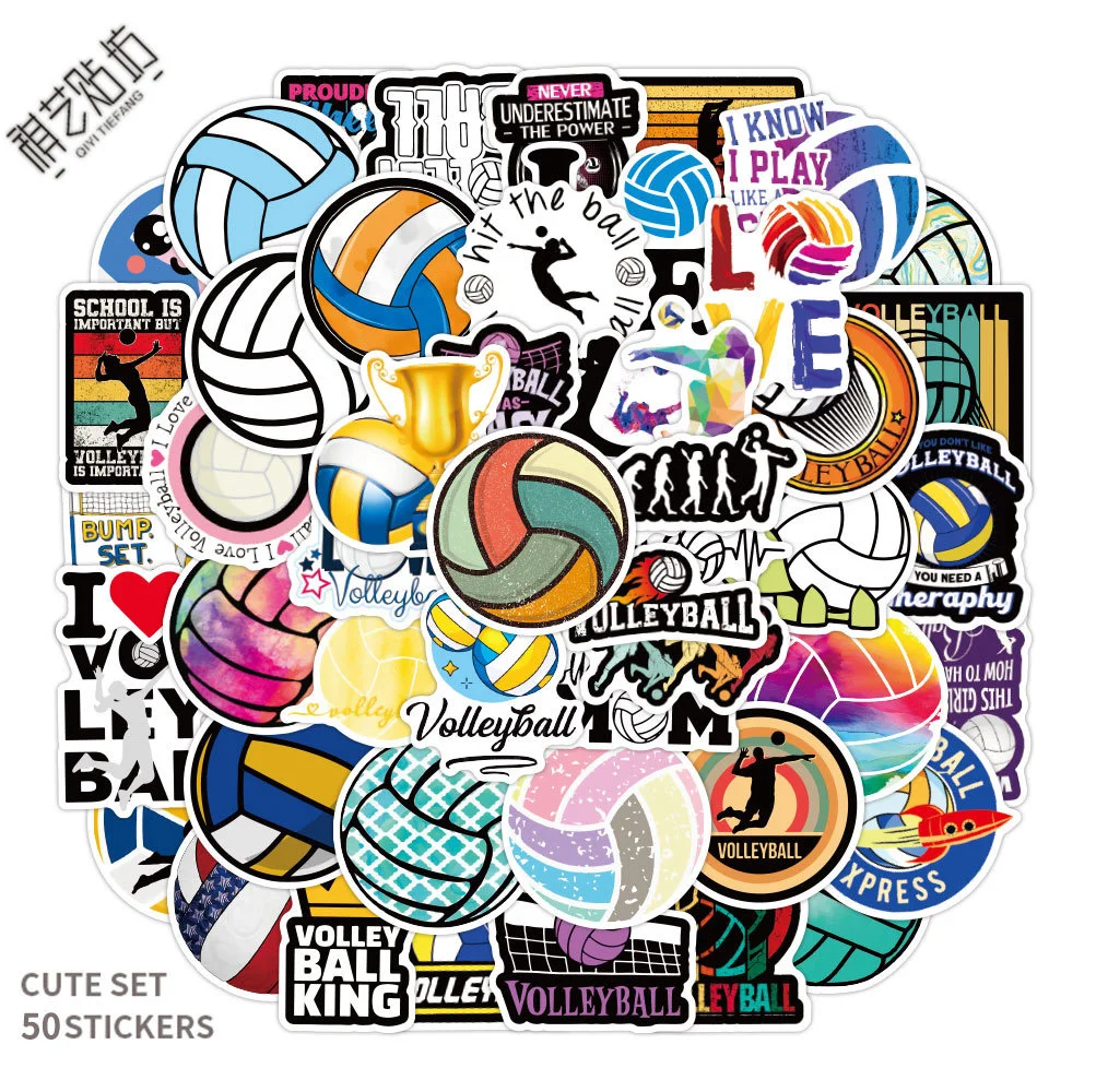 

50pcs Volleyball Cartoon Waterproof Sticker Laptop Car Skateboard Decals Aesthetic Toys For Kids Girls Helmet Cute Stickers