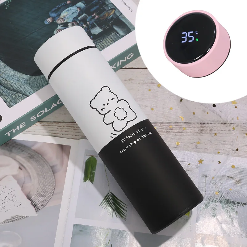 

450ml Unisex Temperature Display Thermos Cup Creative Personality Simple Forest Stainless Steel Water Bottle Smart Vacuum Flask