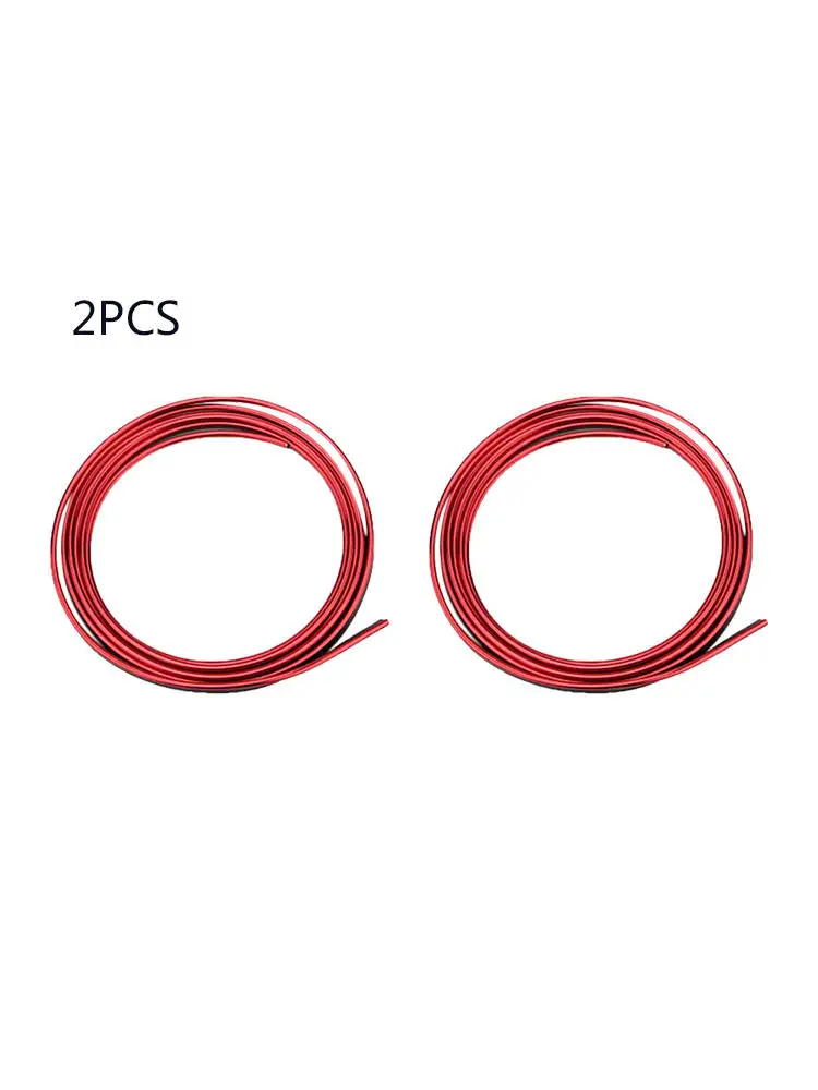 

2Pcs Car Interior Moulding Trim Electroplating Decoration Sticker Line Red 5M