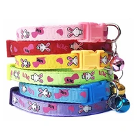 cartoon dog cat collars with bell adjustable polyester buckle collar cat pet supplies accessories collar small dog