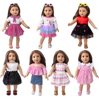 18 inch american doll girls dress school uniforms clothes pink skirt baby toys accessories fit 43 cm boy dolls birthday gift d2