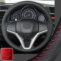 diy steering wheel cover stitch wrap for honda fit jazz 2015 2019 hr v hrv 16 19 super soft non slip durable car interior