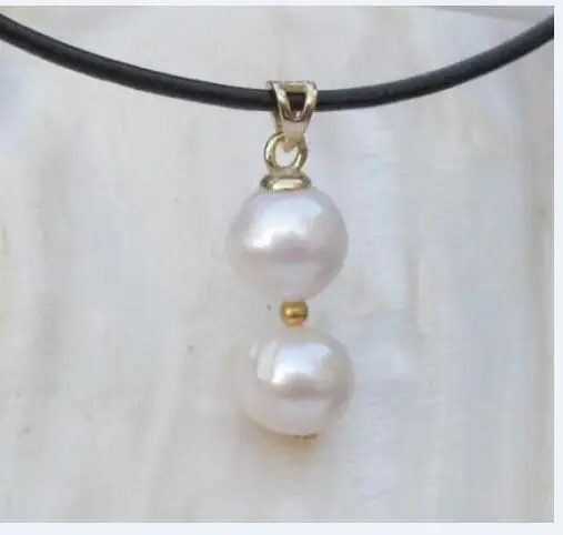 

HUGE NEW AAA 10MM CHARMING SOUTH SEA PEARL PENDANT +leather NECKLACE 18inch
